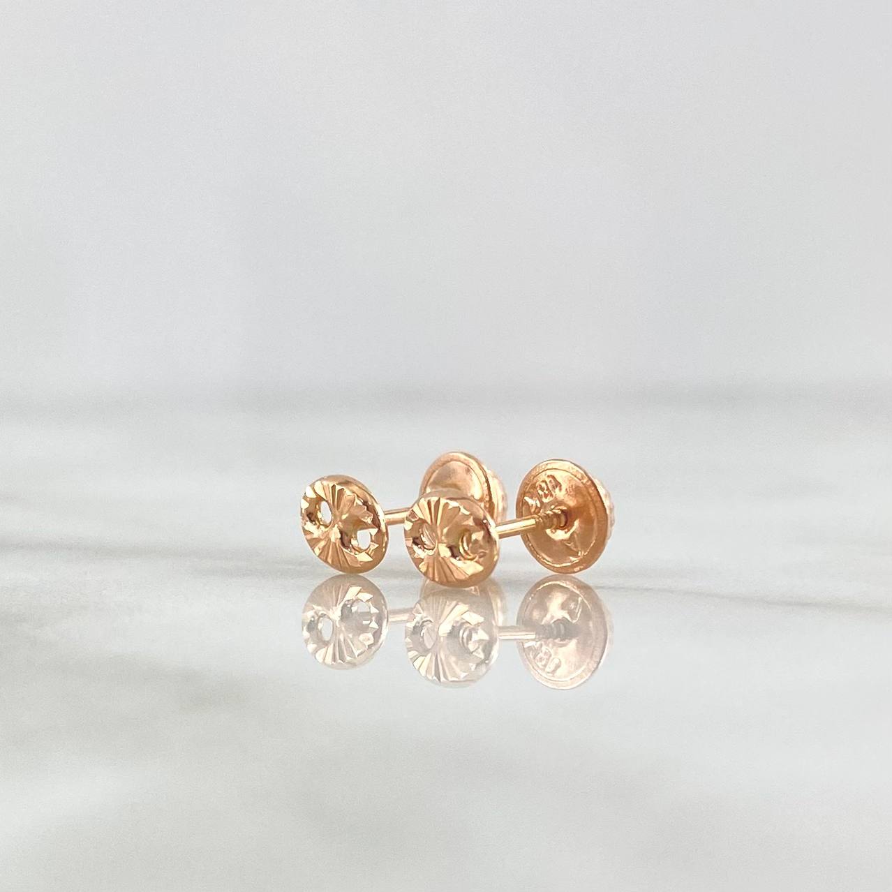 Stud Earrings GC 0.7gr / 6mm Diamond Cut 18K Rose Gold