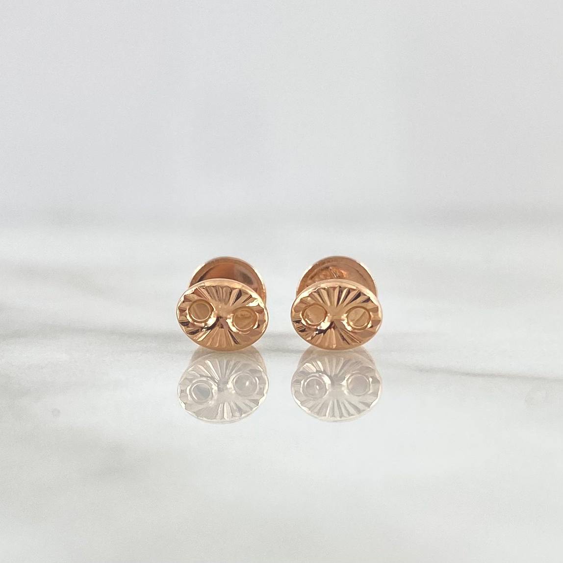 Stud Earrings GC 0.7gr / 6mm Diamond Cut 18K Rose Gold