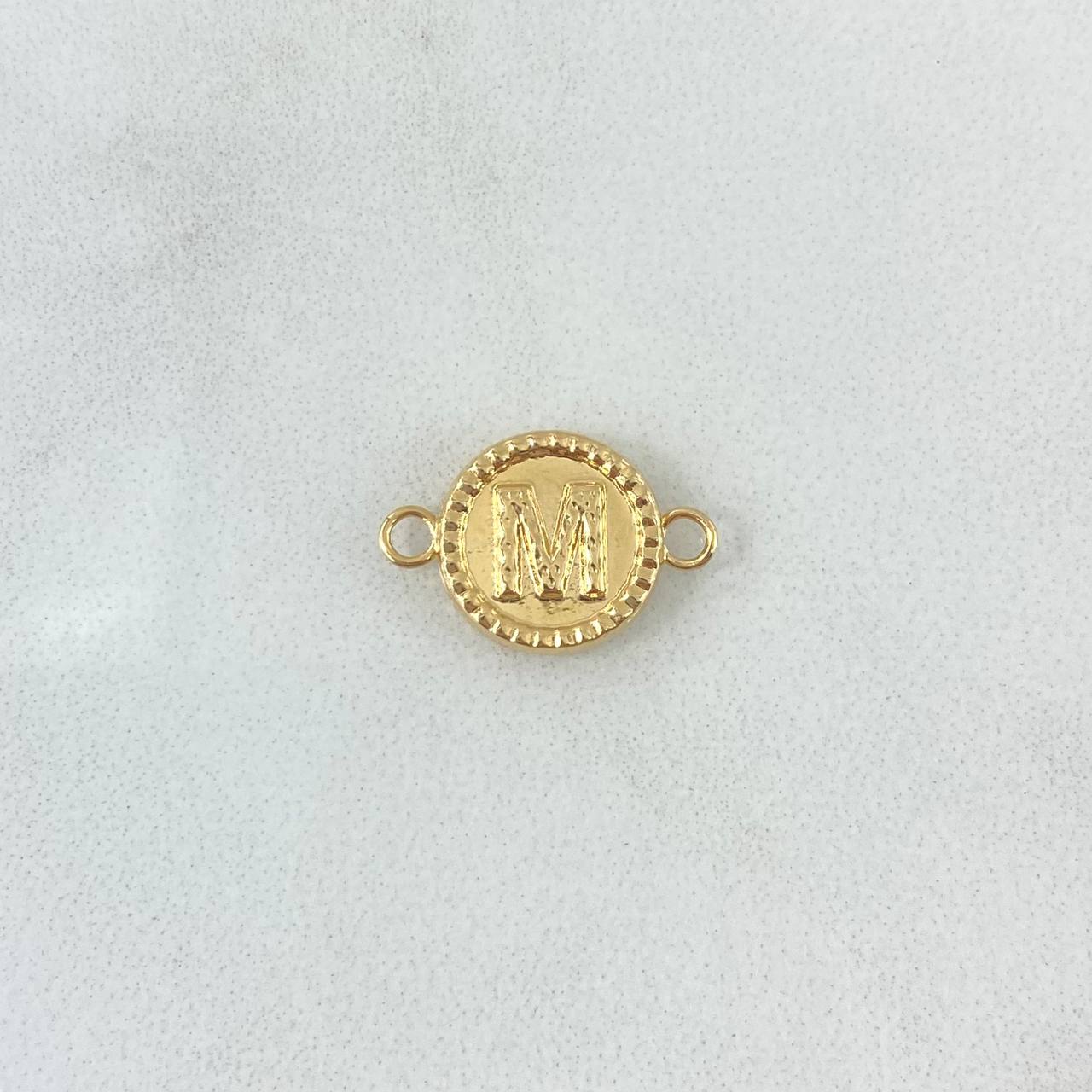 Charm Letter M 0.6gr / 0.7in / Bordered Circle 18K Gold ©