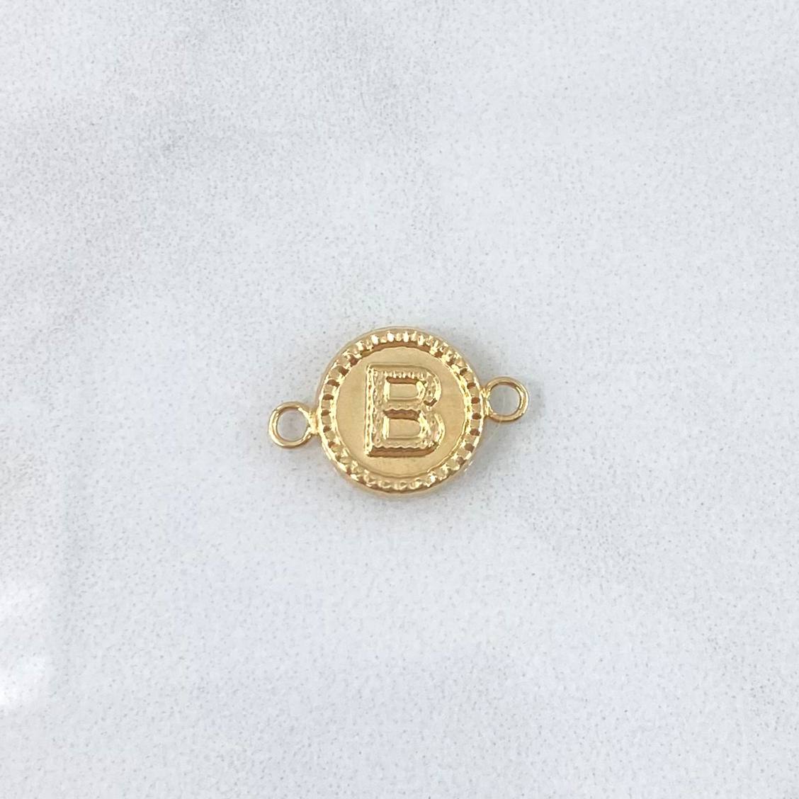 Charm Letter B Matte 0.65gr / 1.7cm-Outlined Circle 18K Yellow Gold