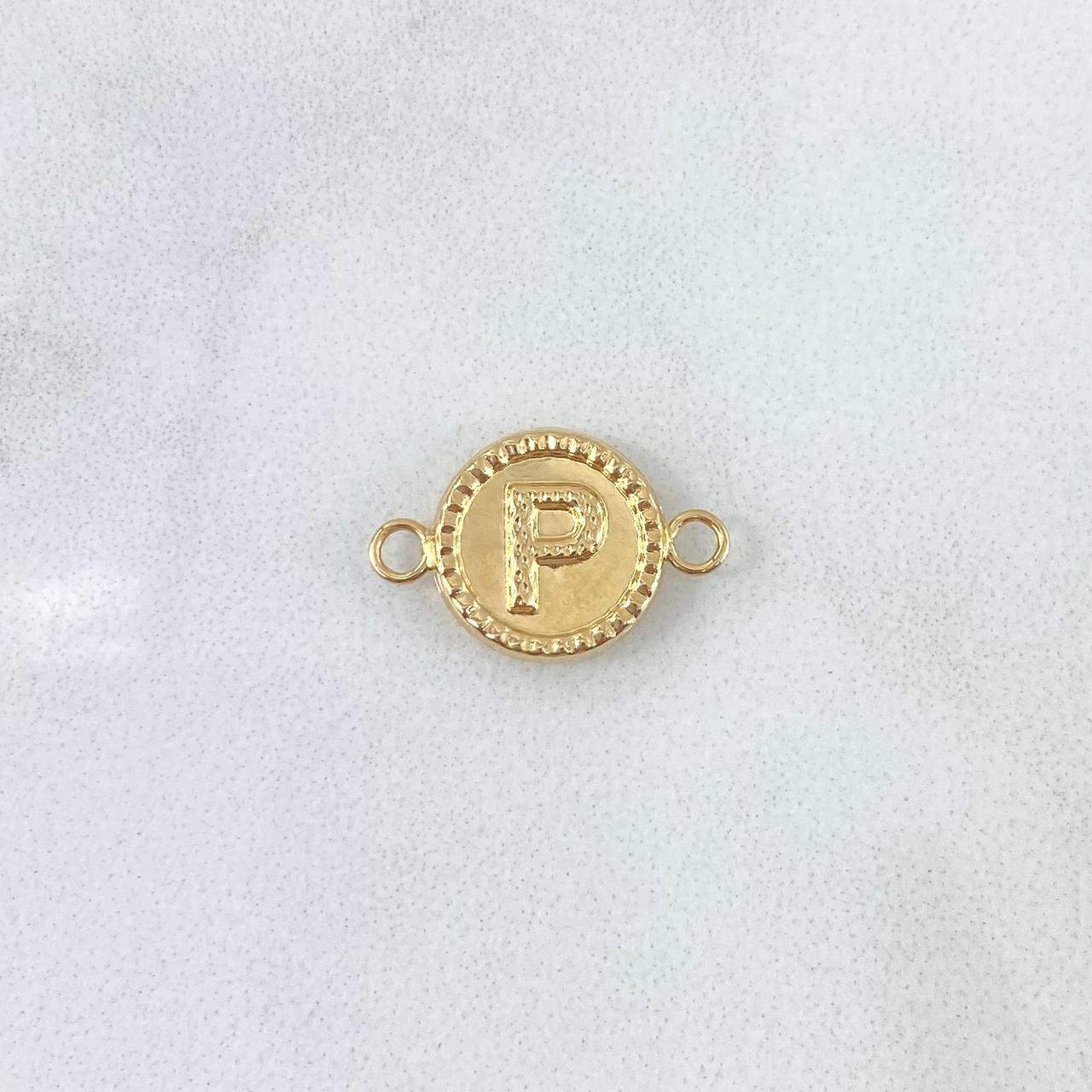 Charm Letter P 0.5gr / 1.6cm / Circular Embroidered Yellow Gold ©