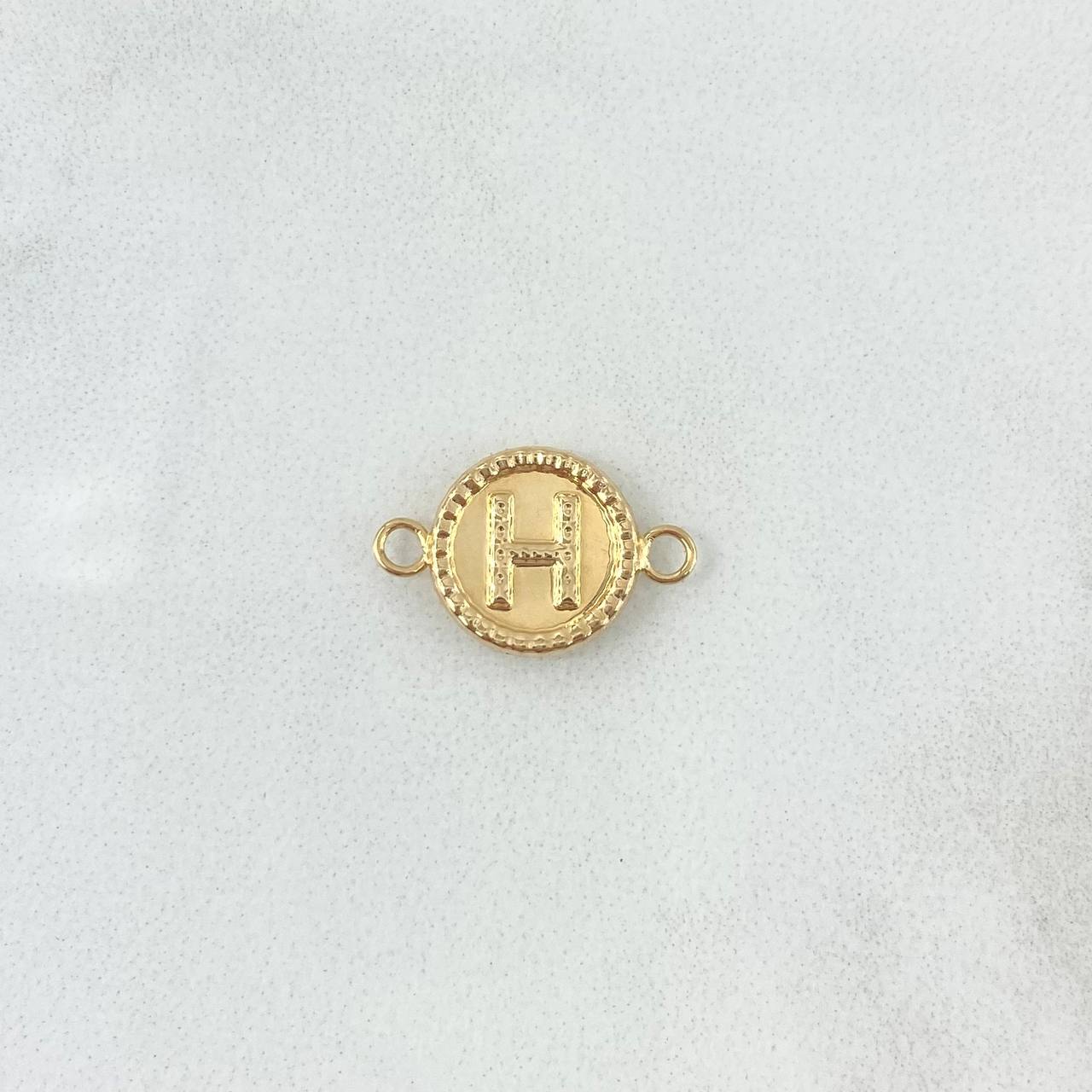 Charm Letter H 0.5gr / 1.6cm / Circular Embroidered Yellow Gold ©
