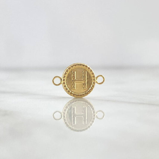 Charm Letter H 0.5gr / 1.6cm / Circular Embroidered Yellow Gold ©