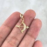 Pendant Bow Arrow 1.15gr / 2.5cm / White Zircons Yellow Gold ©
