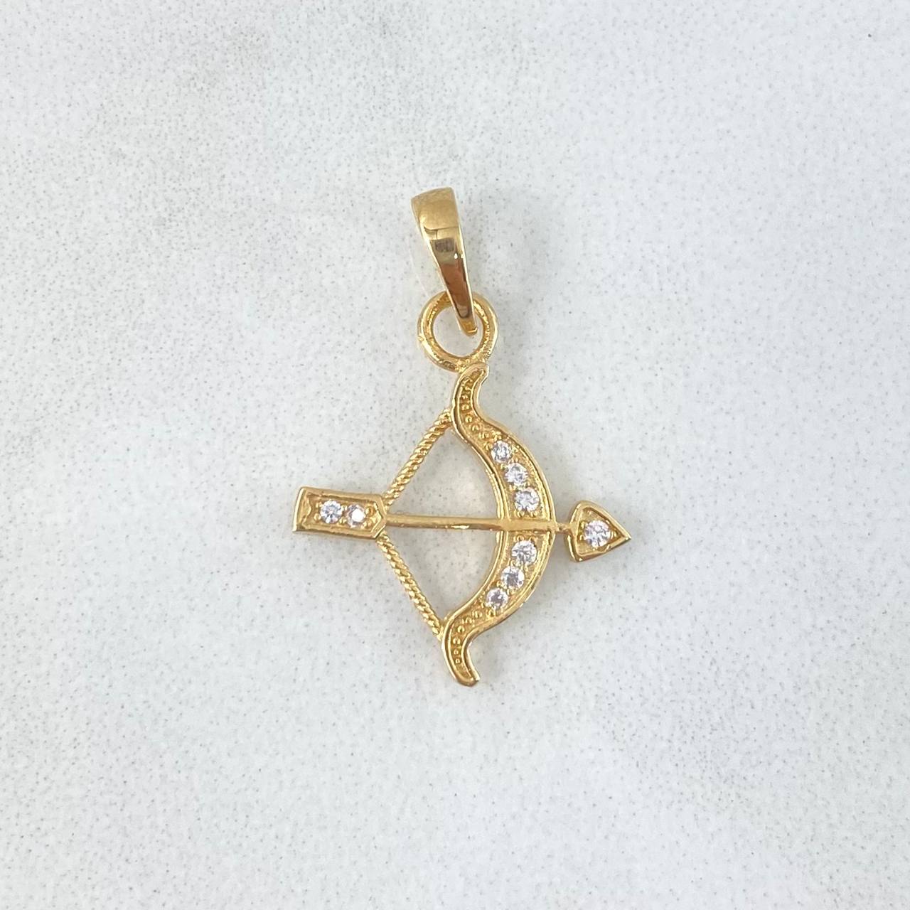 Pendant Bow Arrow 1.15gr / 2.5cm / White Zircons Yellow Gold ©