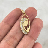 Pendant Virgin Mary Silhouette 2.45gr / 3cm / White Zircons Yellow Gold