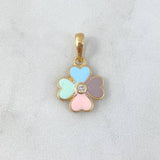 Pendant Clover 2.1gr / 2.2cm / White Zircon Yellow Gold