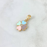 Pendant Clover 2.1gr / 2.2cm / White Zircon Yellow Gold