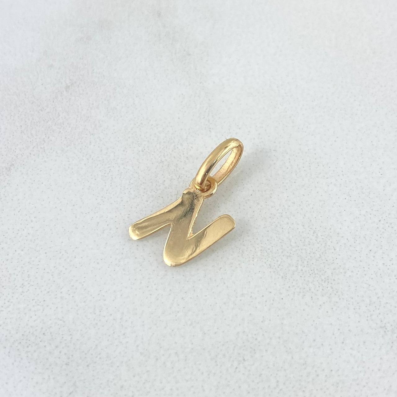 Dije Letra N Cursiva 0.4gr / 1.5cm / Lisa Oro Amarillo 18K