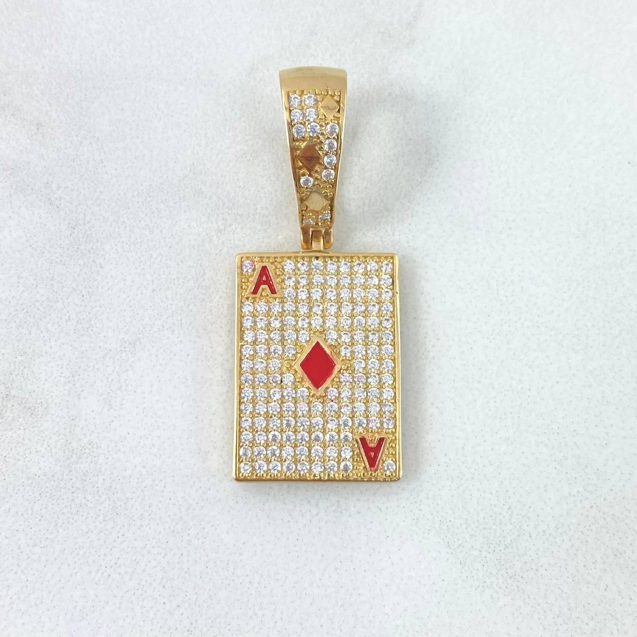 Pendant of Spades Card 4.95gr / 3.4cm / White Zircons Yellow Gold