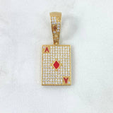 Pendant of Spades Card 4.95gr / 3.4cm / White Zircons Yellow Gold