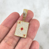 Pendant of Spades Card 4.95gr / 3.4cm / White Zircons Yellow Gold