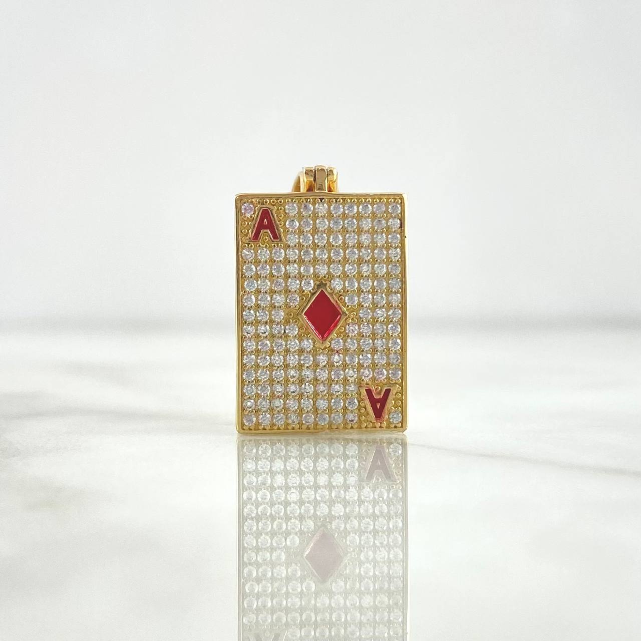 Pendant of Spades Card 4.95gr / 3.4cm / White Zircons Yellow Gold
