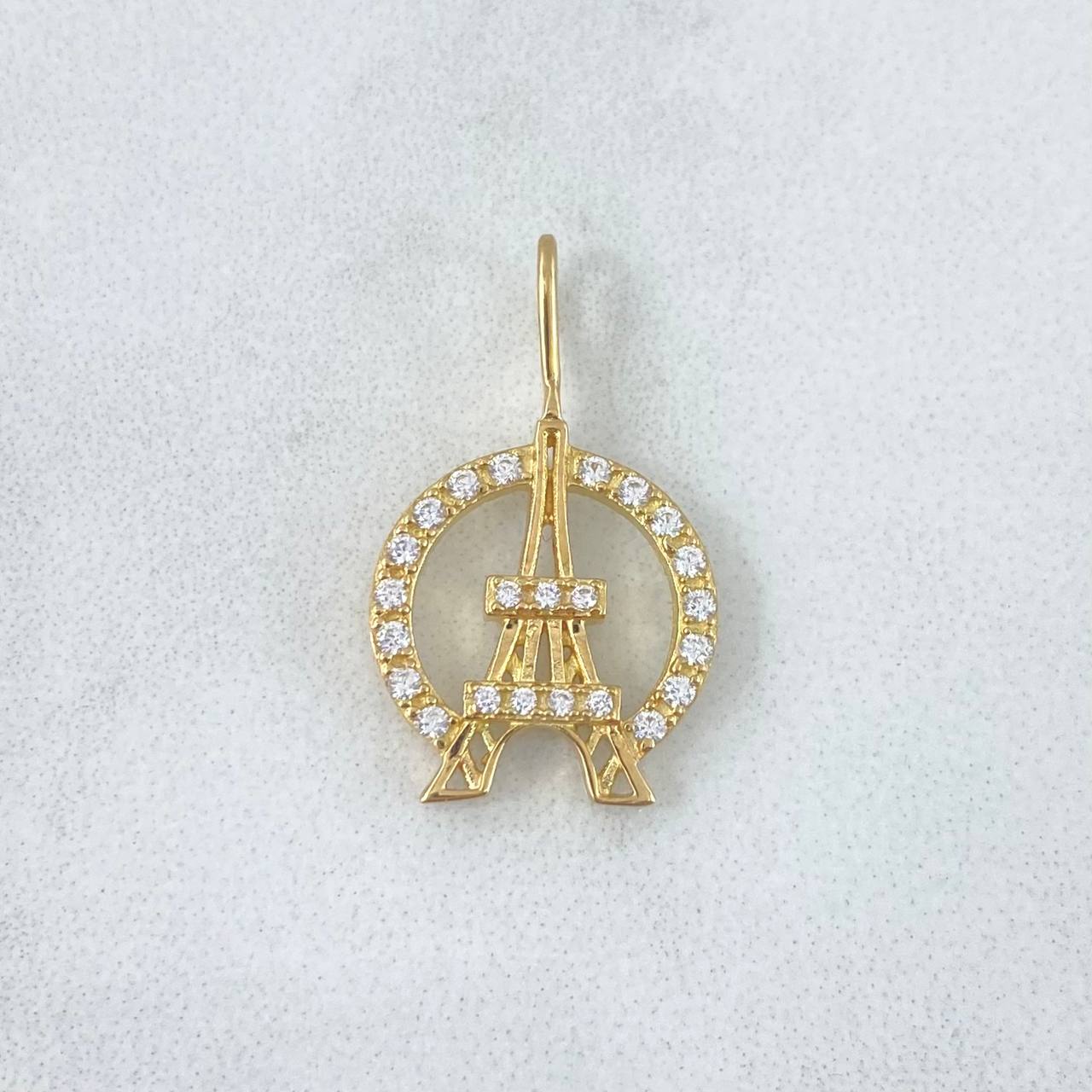 Pendant Eiffel Tower Hoop 1.75gr / 2.2cm / White Zirconia Yellow Gold