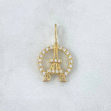 Pendant Eiffel Tower Hoop 1.75gr / 2.2cm / White Zirconia Yellow Gold