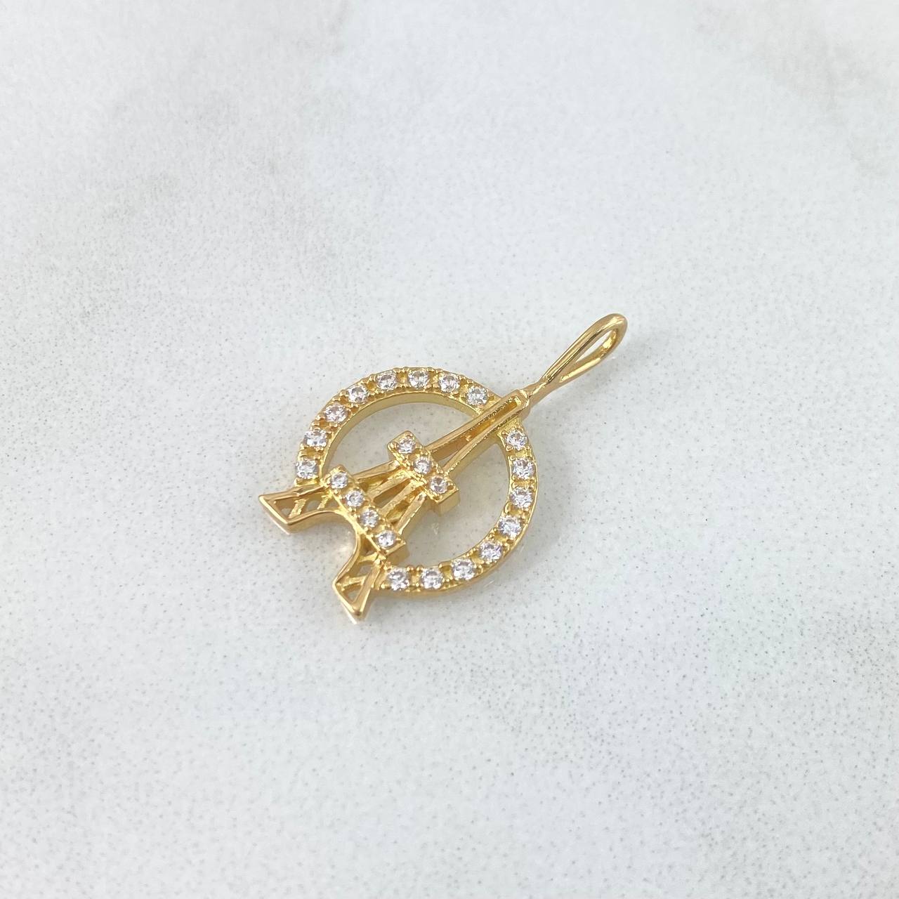 Pendant Eiffel Tower Hoop 1.75gr / 2.2cm / White Zirconia Yellow Gold