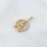 Pendant Eiffel Tower Hoop 1.75gr / 2.2cm / White Zirconia Yellow Gold