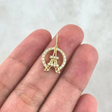 Pendant Eiffel Tower Hoop 1.75gr / 2.2cm / White Zirconia Yellow Gold