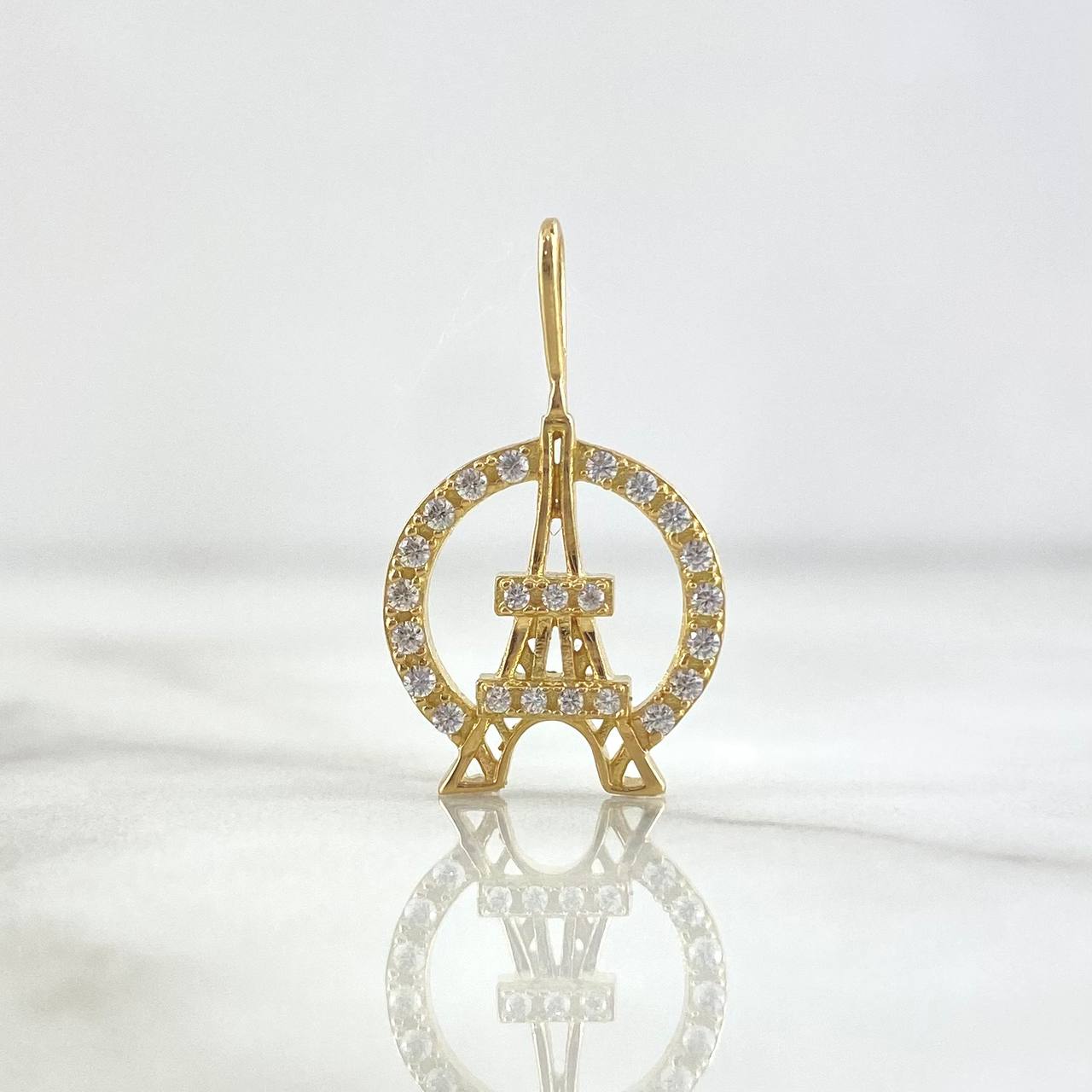 Pendant Eiffel Tower Hoop 1.75gr / 2.2cm / White Zirconia Yellow Gold