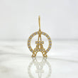 Pendant Eiffel Tower Hoop 1.75gr / 2.2cm / White Zirconia Yellow Gold