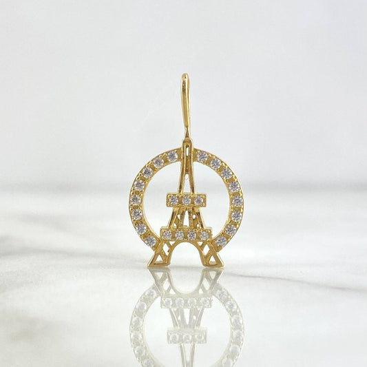 Pendant Eiffel Tower Hoop 1.75gr / 2.2cm / White Zirconia Yellow Gold