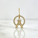 Pendant Eiffel Tower Hoop 1.75gr / 2.2cm / White Zirconia Yellow Gold
