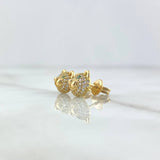 Stud Earrings Bear Face White Zircons - Green 3.45gr / 8mm Lobster Claw 18K Yellow Gold Butterfly *