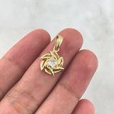 Pendant Propeller 2.15gr / 2.1cm / White Zircon Yellow Gold