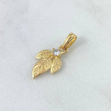 Pendant Triple Leaf 1.9gr / 2.4cm / White Zircon Yellow Gold