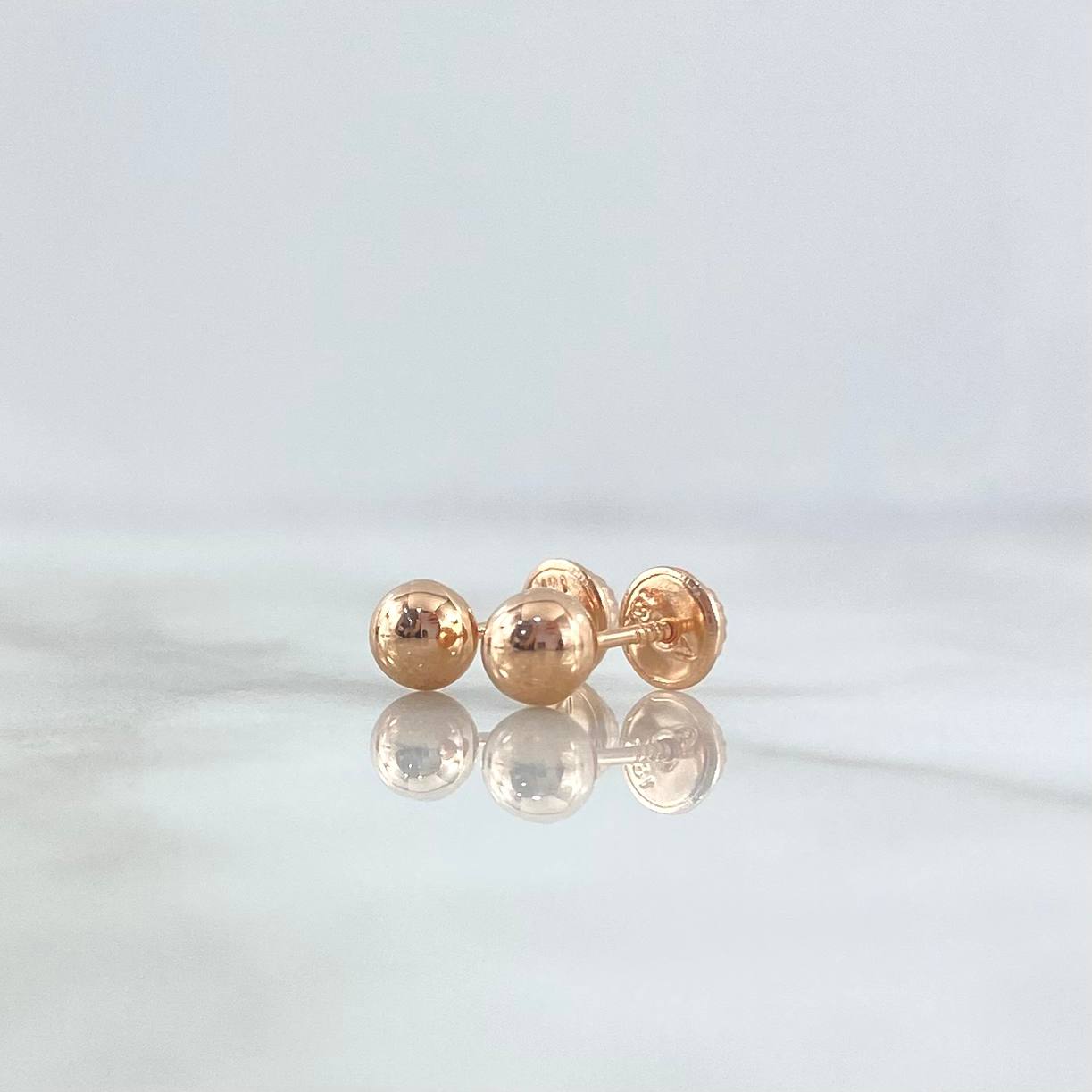 Stud Earrings Bead Polished 0.9gr / 8mm 18K Rose Gold ©