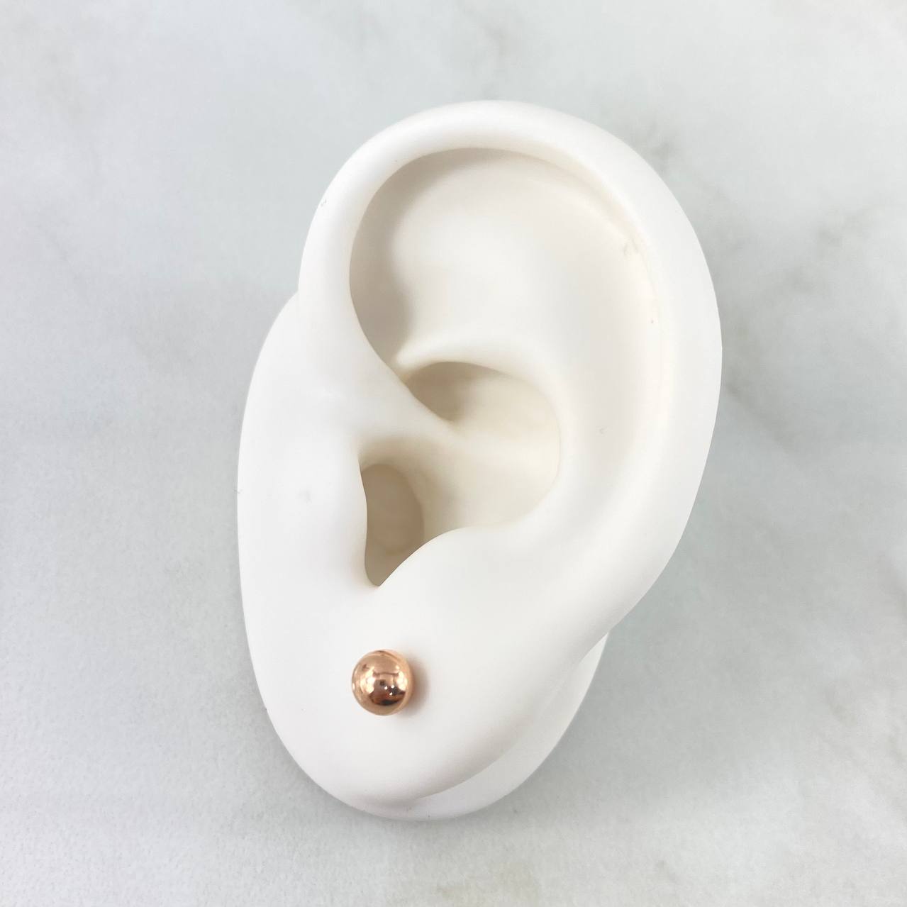 Stud Earrings Bead Polished 0.9gr / 8mm 18K Rose Gold ©