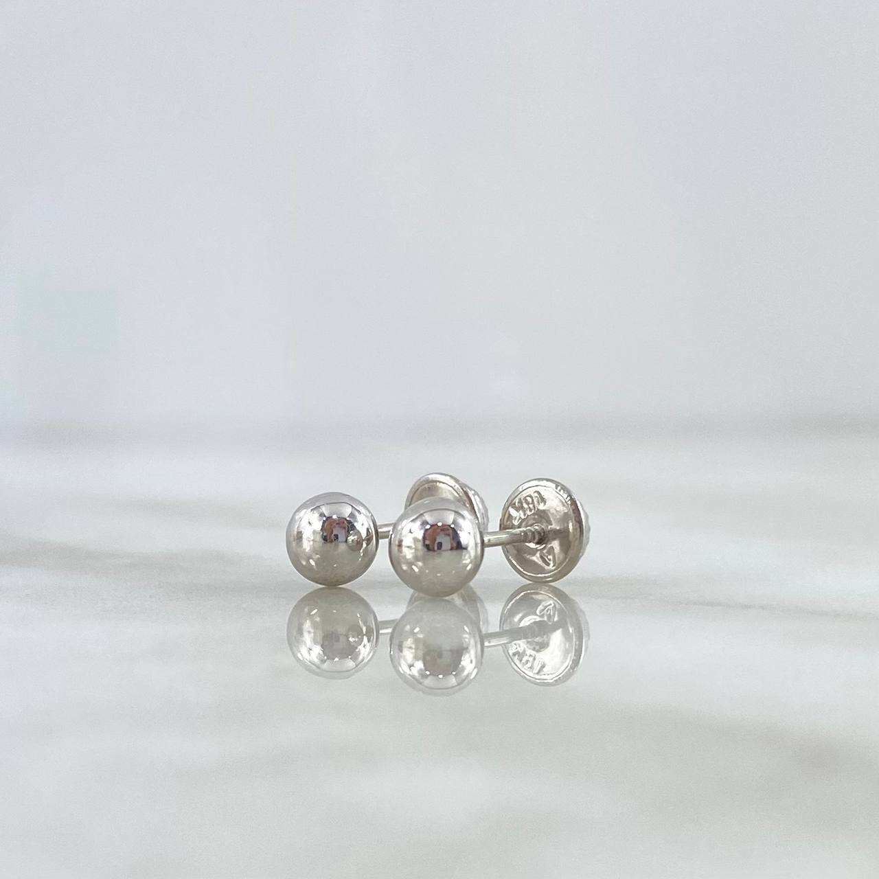 Stud Earrings Bead 0.55gr / 5mm Polished White Gold
