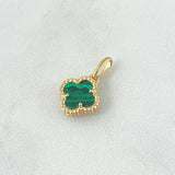 Dije Treból VCyA 1.4gr / 1.9cm / Malaquita Verde Punteado Oro Amarillo 18K