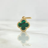 Dije Treból VCyA 1.55gr / 1.9cm / Malaquita Verde Punteado Oro Amarillo 18K