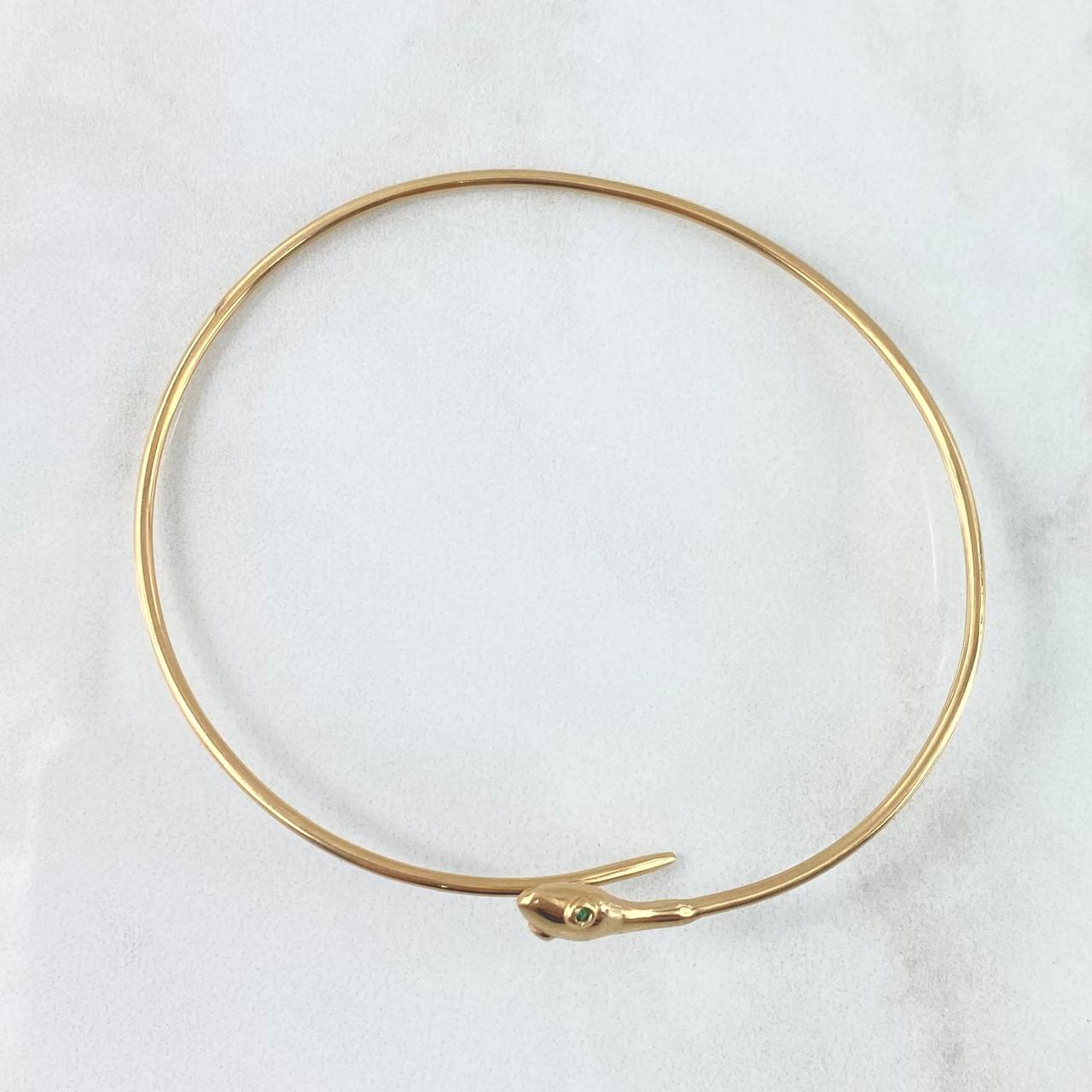 Bracelet Snake Hoop 5.65gr / 21cm / Green Zircons Yellow Gold