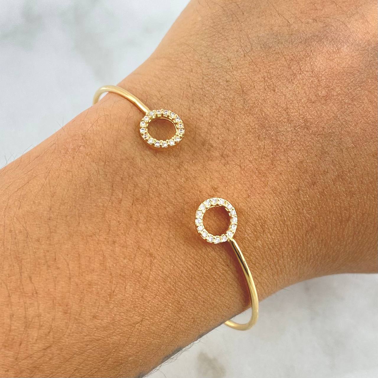 Bracelet Hoop Circles 4.25gr / 18.5cm / White Zirconia Yellow Gold