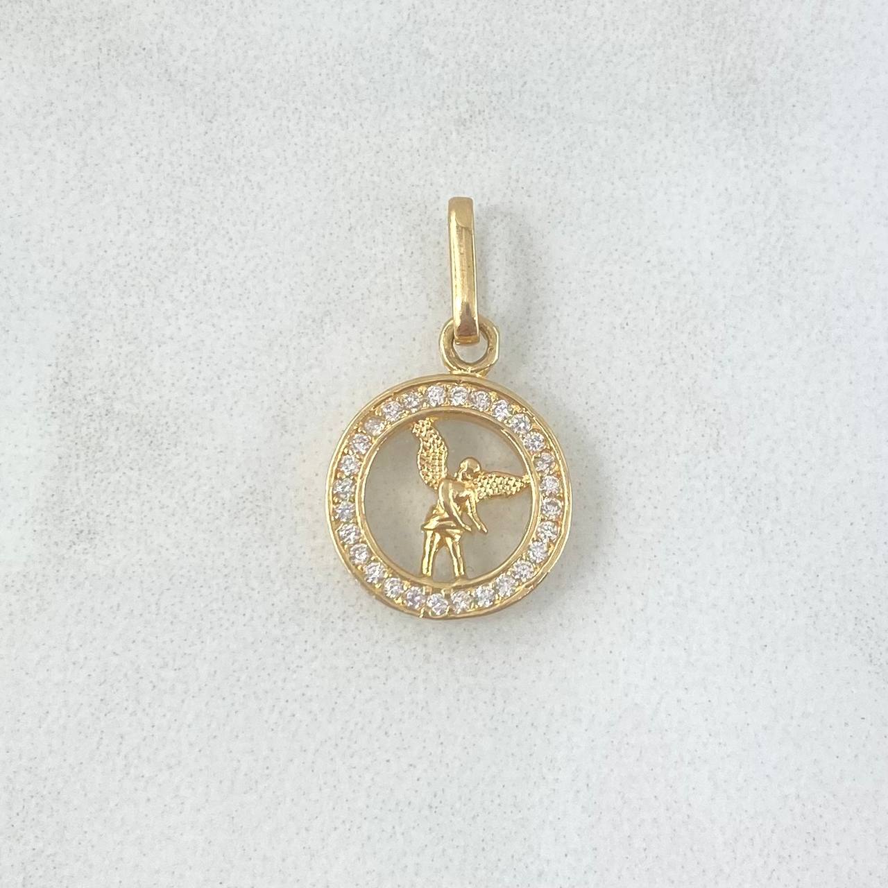Dije San Gabriel Circular Tupido 1.05g / 3/4 in Oro Amarillo 18K