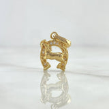 Dije Herradura Caballo Relieve 1.85gr / 2.2cm / Circones Blancos Oro Amarillo