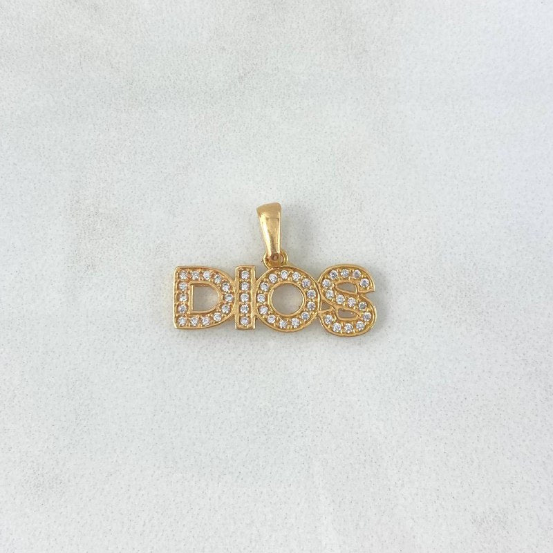 Pendant God 1.9gr / 1.3cm / White Zircons Yellow Gold
