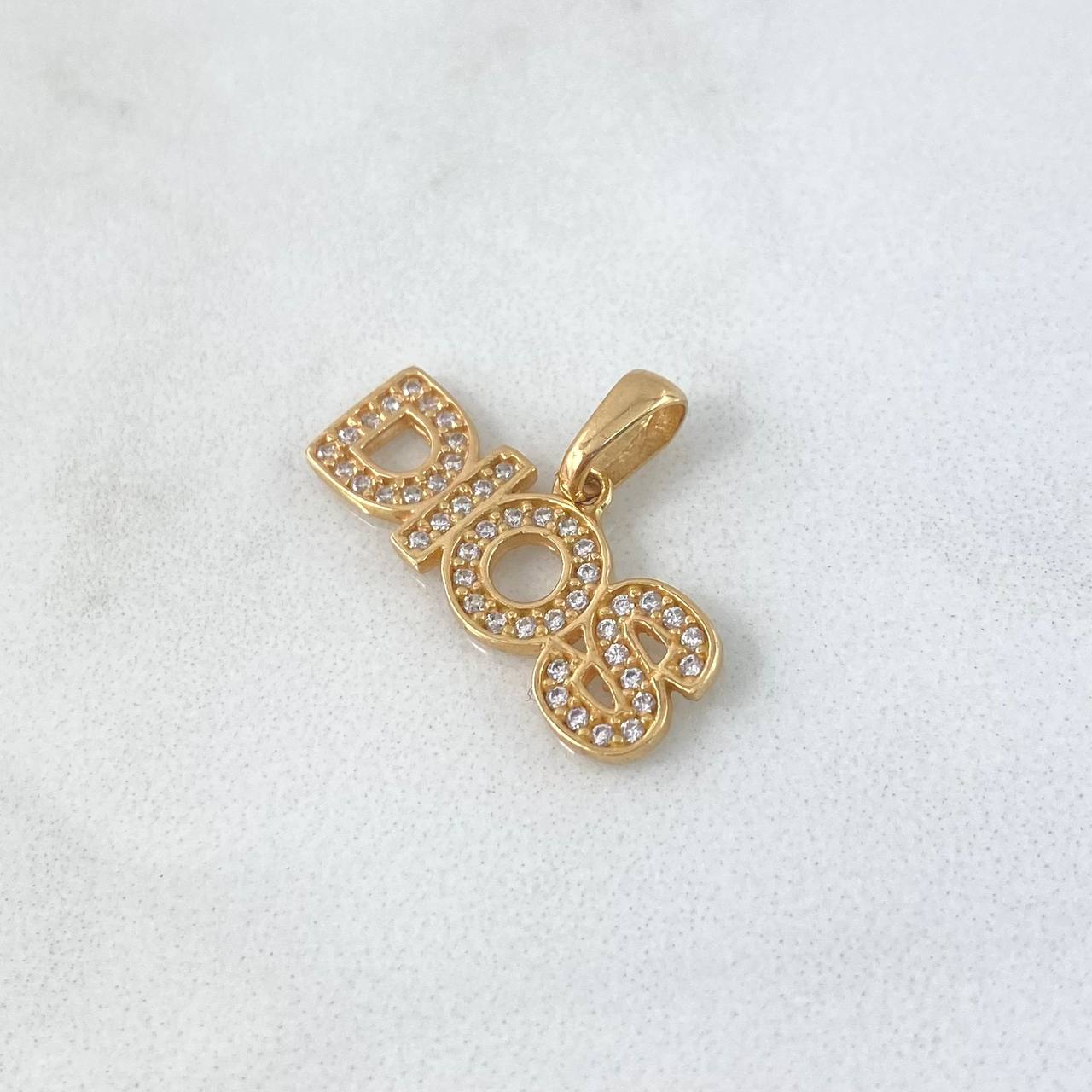 Pendant God 1.9gr / 1.3cm / White Zircons Yellow Gold