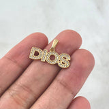 Pendant God 1.9gr / 1.3cm / White Zircons Yellow Gold