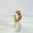 Pendant Moon Bear 1.6gr / 2cm / White Zircons - Fuchsia Yellow Gold