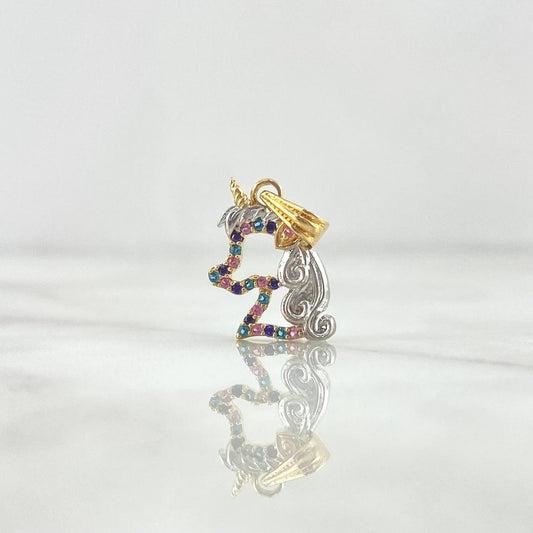 Pendant Unicorn Silhouette 1.45gr / 2cm / Colored Zircons Three Golds