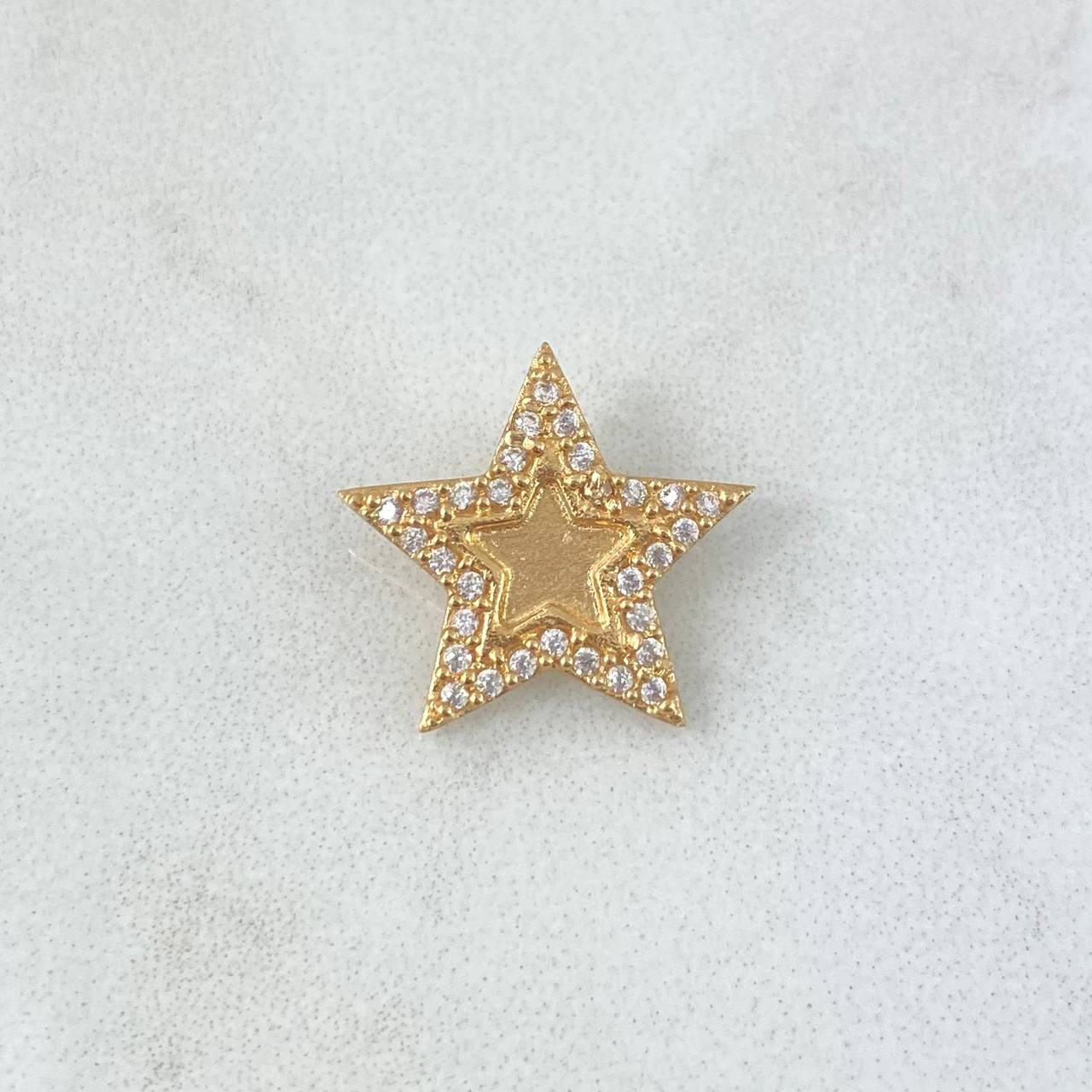 Pendant Half Star Matte 1.15gr / 1.4cm / White Zircons Yellow Gold