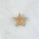 Pendant Half Star Matte 1.15gr / 1.4cm / White Zircons Yellow Gold