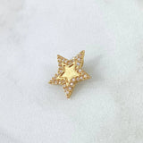 Pendant Half Star Matte 1.15gr / 1.4cm / White Zircons Yellow Gold