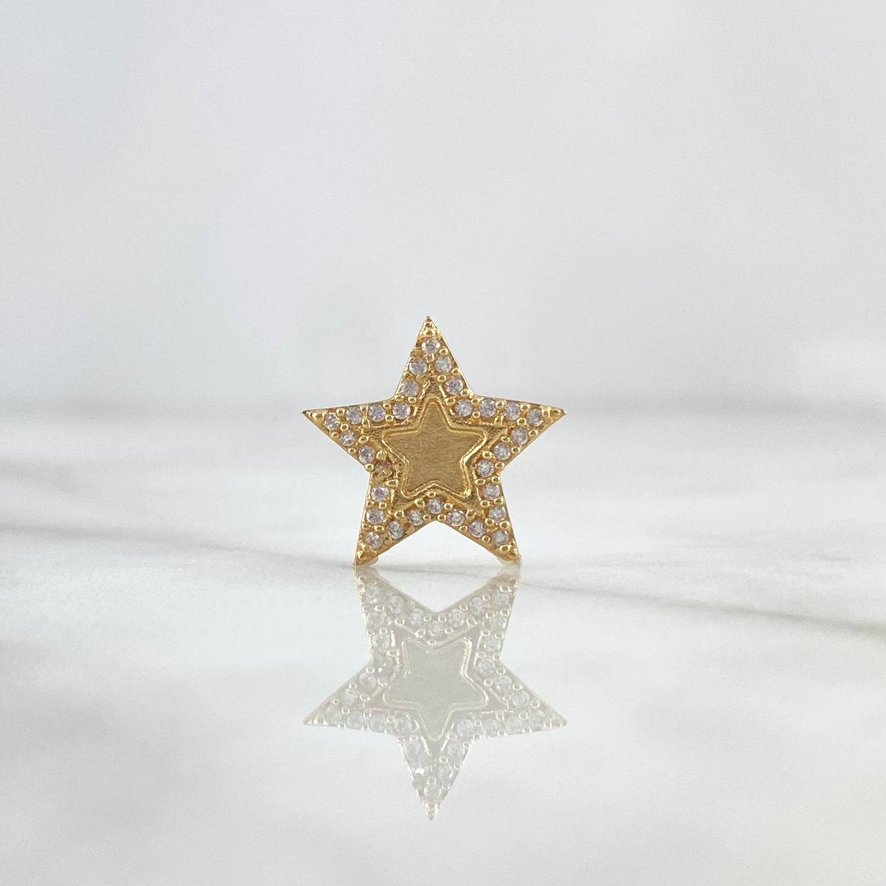 Pendant Half Star Matte 1.15gr / 1.4cm / White Zircons Yellow Gold