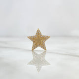 Pendant Half Star Matte 1.15gr / 1.4cm / White Zircons Yellow Gold