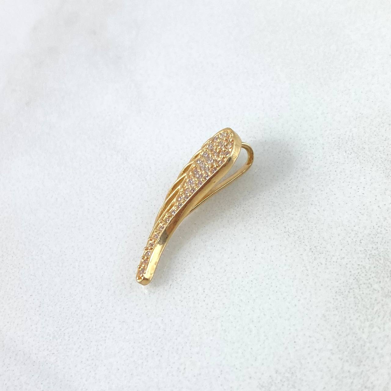 Pendant Wing 1.55gr / 2cm / White Zircons Yellow Gold