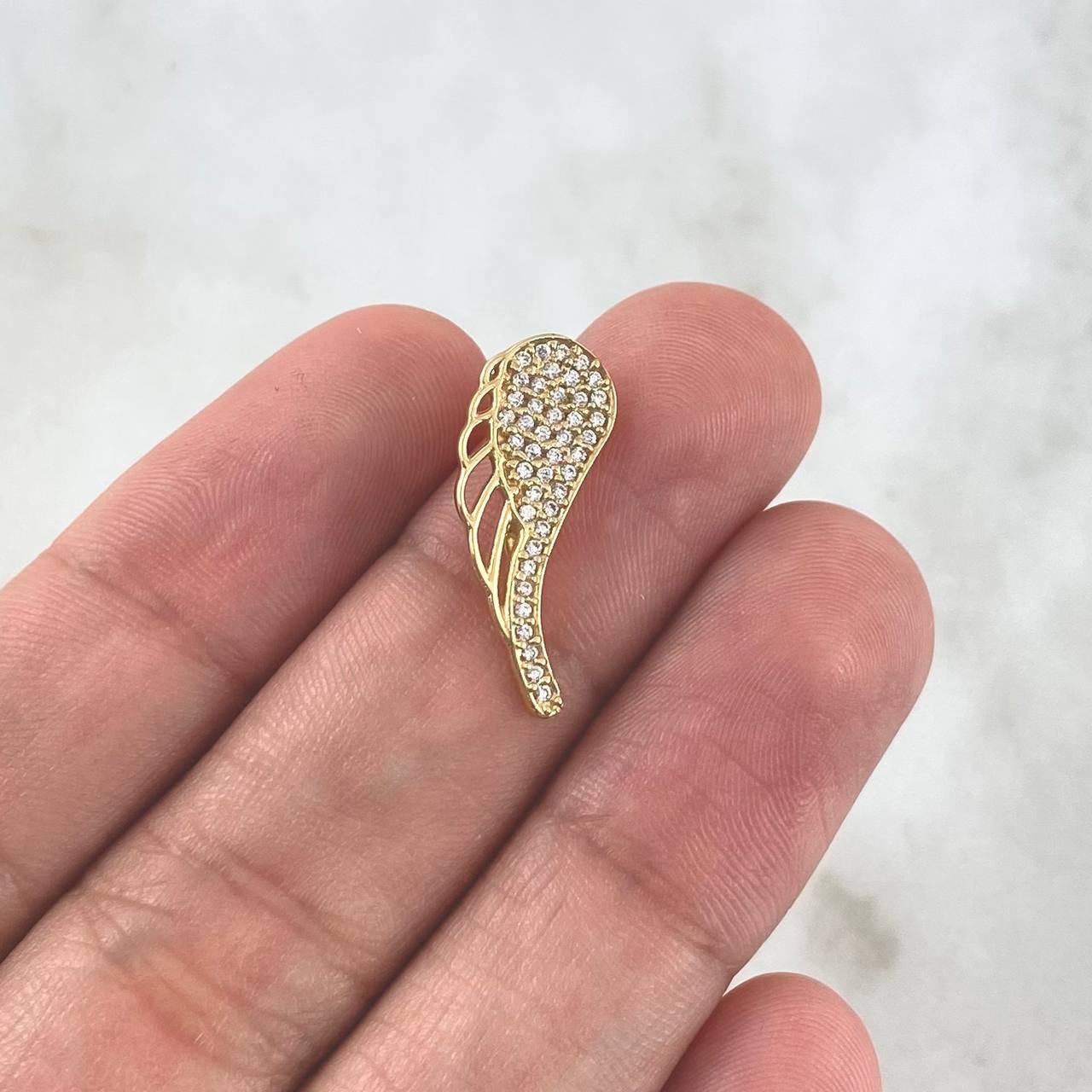 Pendant Wing 1.55gr / 2cm / White Zircons Yellow Gold